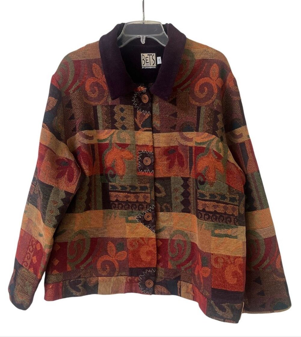 Bets by Canvasback vintage retro Grandma core jacket fall colors sz 2X